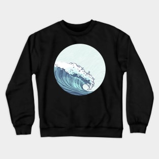 The Great Water Wave Off Kanagawa Retro Tattoo Art Crewneck Sweatshirt